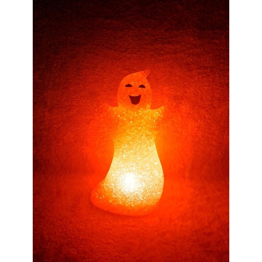 Vintage Halloween Light Up Melted Popcorn Ghost Decor Strobes Colors Party Retro